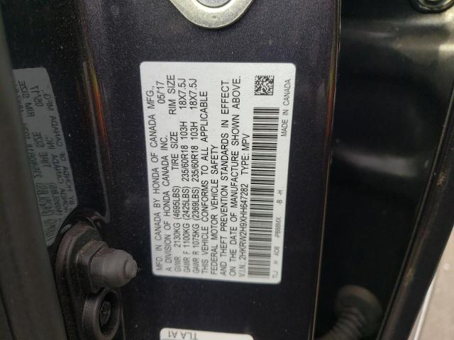 2HKRW2H9XHH647282 - 2017 HONDA CR-V TOURI CHARCOAL photo 13