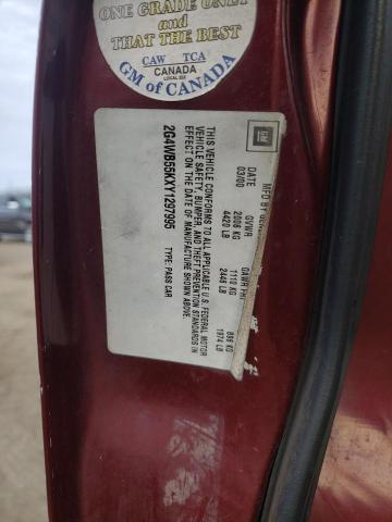 2G4WB55KXY1297995 - 2000 BUICK REGAL LS 勃艮第红 照片 12