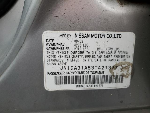 JN1DA31A53T421371 - 2003 NISSAN MAXIMA GLE SILVER photo 12