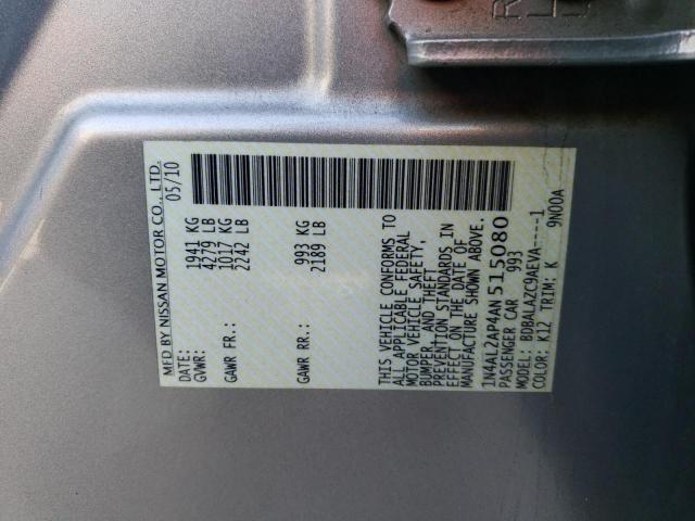 1N4AL2AP4AN515080 - 2010 NISSAN ALTIMA BAS SILVER photo 10