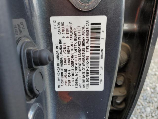 2HGFB2F94DH504463 - 2013 HONDA CIVIC EXL Boz foto 13