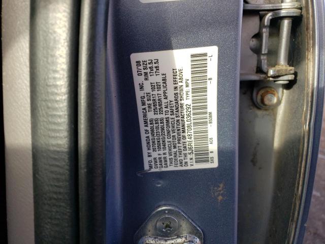 5J6RE48708L036292 - 2008 HONDA CR-V EXL BLUE photo 13