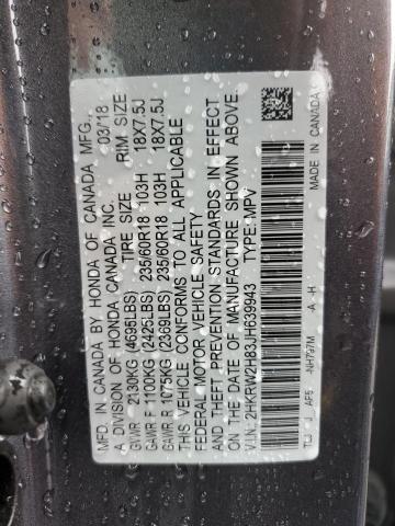 2HKRW2H83JH639943 - 2018 HONDA CR-V EXL GRAY photo 13