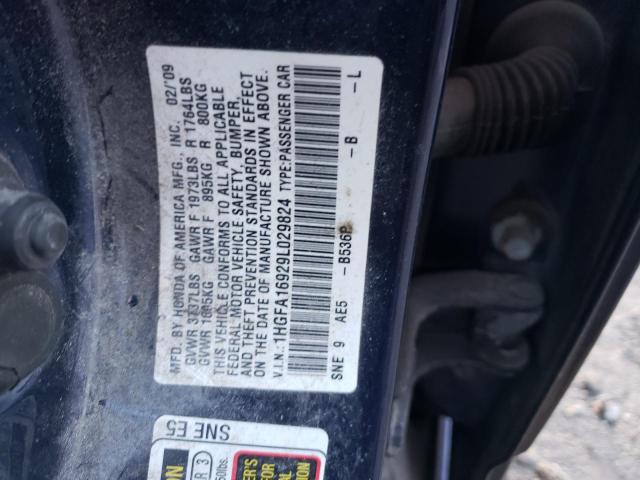 1HGFA16929L029824 - 2009 HONDA CIVIC EXL Niebieski zdjęcie 12