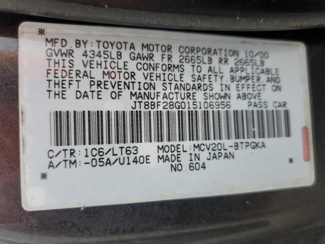 JT8BF28G015106956 - 2001 LEXUS ES 300 CHARCOAL photo 12