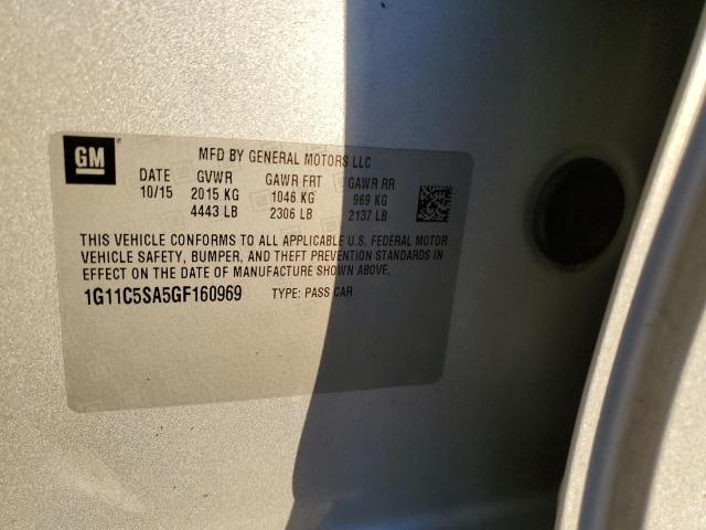 1G11C5SA5GF160969 - 2016 CHEVROLET MALIBU LIM 银色 照片 12