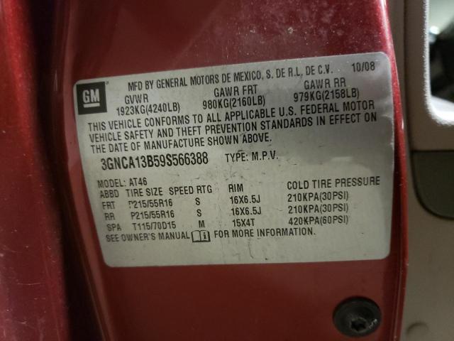 3GNCA13B59S566388 - 2009 CHEVROLET HHR LS RED photo 13