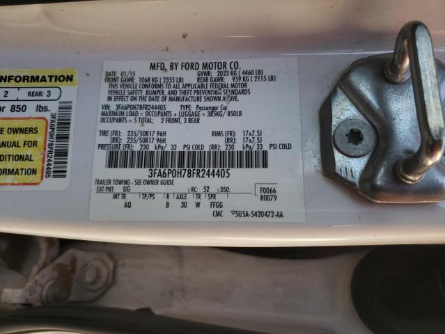 3FA6P0H78FR244405 - 2015 FORD FUSION WHITE photo 12