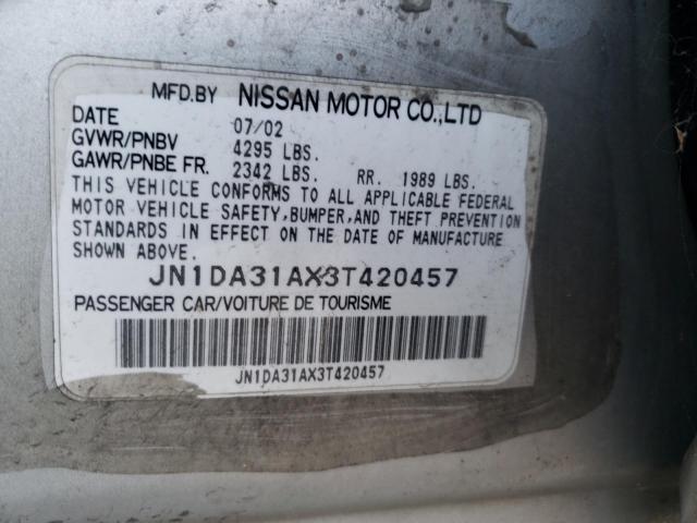 JN1DA31AX3T420457 - 2003 NISSAN MAXIMA GLE SILVER photo 12