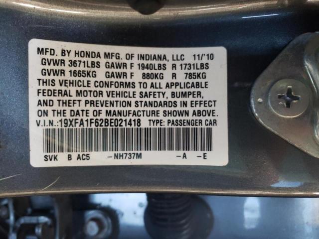 19XFA1F62BE021418 - 2011 HONDA CIVIC LX-S Grafit foto 13