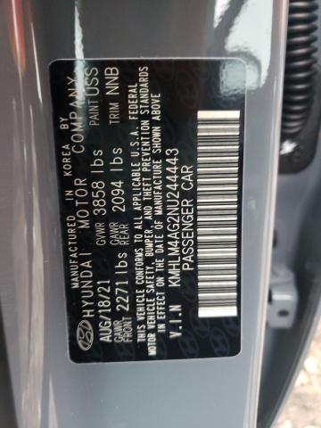 KMHLM4AG2NU244443 - 2022 HYUNDAI ELANTRA SEL  photo 10