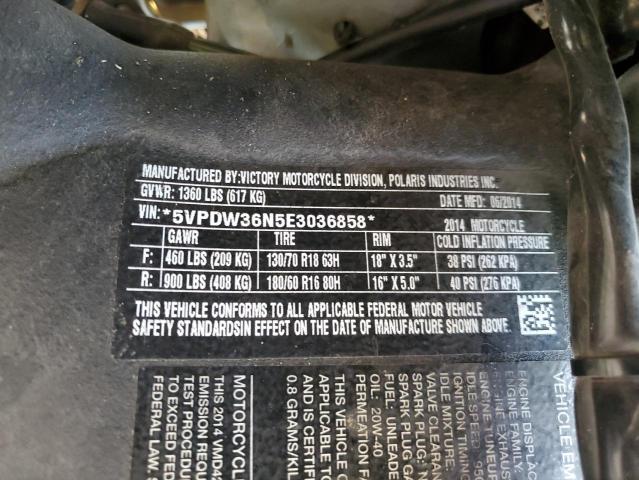 5VPDW36N5E3036858 - 2014 VICTORY MOTORCYCLES CROSS COUN GRAY photo 10