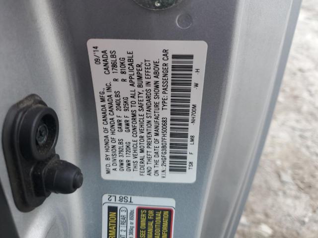 2HGFG3B07FH500683 - 2015 HONDA CIVIC EXL Gümüş foto 12