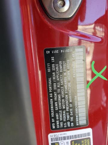 WVWBW7AH0CV002794 - 2012 VOLKSWAGEN EOS KOMFOR წითელი ფოტო 12