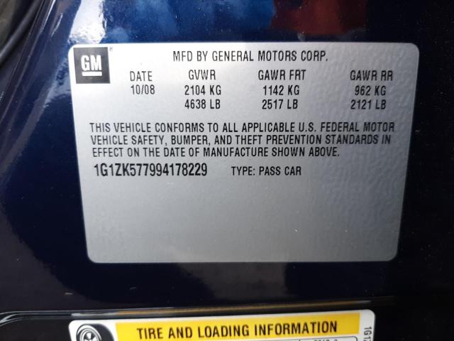 1G1ZK577994178229 - 2009 CHEVROLET MALIBU LTZ ლურჯი ფოტო 12