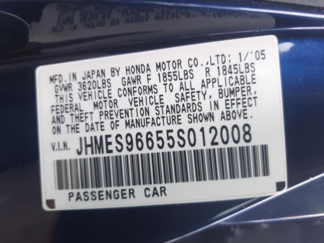 JHMES96655S012008 - 2005 HONDA CIVIC HYBR BLUE photo 13