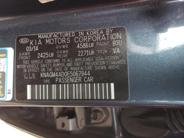 KNAGM4AD0E5067944 - 2014 KIA OPTIMA HYB BLUE photo 12