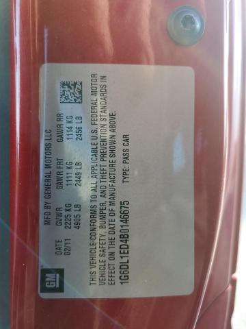 1G6DL1ED4B0146675 - 2011 CADILLAC CTS PERFOR წითელი ფოტო 12