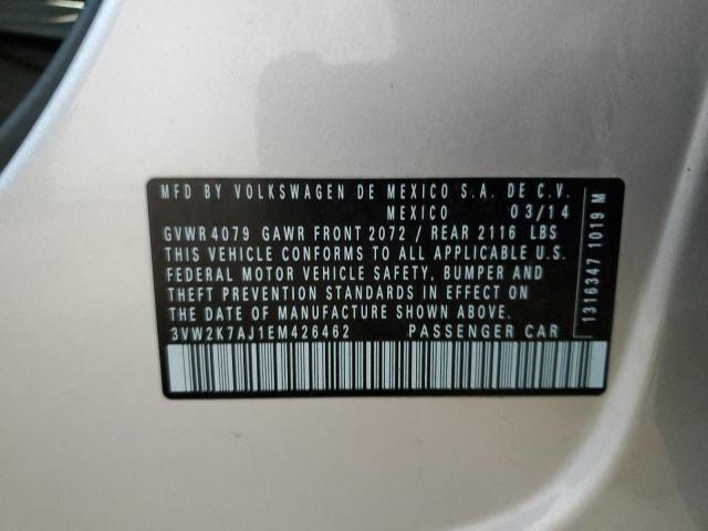 3VW2K7AJ1EM426462 - 2014 VOLKSWAGEN JETTA BASE 银色 照片 12