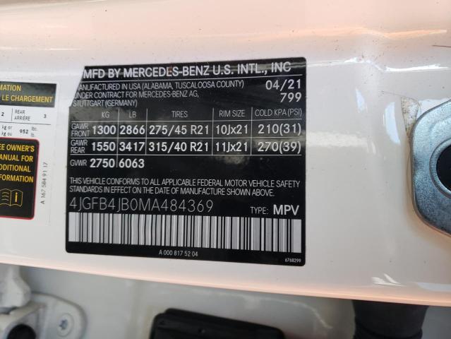 4JGFB4JB0MA484369 - 2021 MERCEDES-BENZ GLE 350 WHITE photo 13