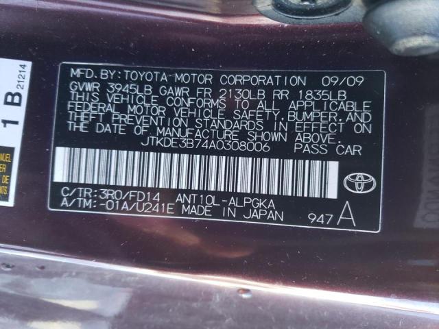 JTKDE3B74A0308006 - 2010 TOYOTA SCION TC PURPLE photo 12