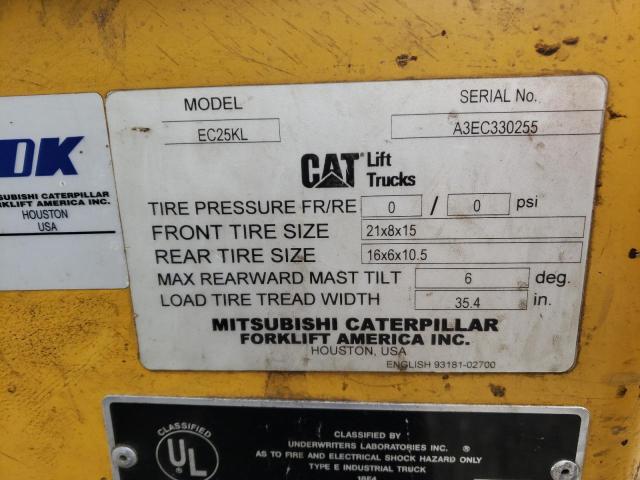 A3EC330255 - 2003 CATERPILLAR FORKLIFT YELLOW photo 10