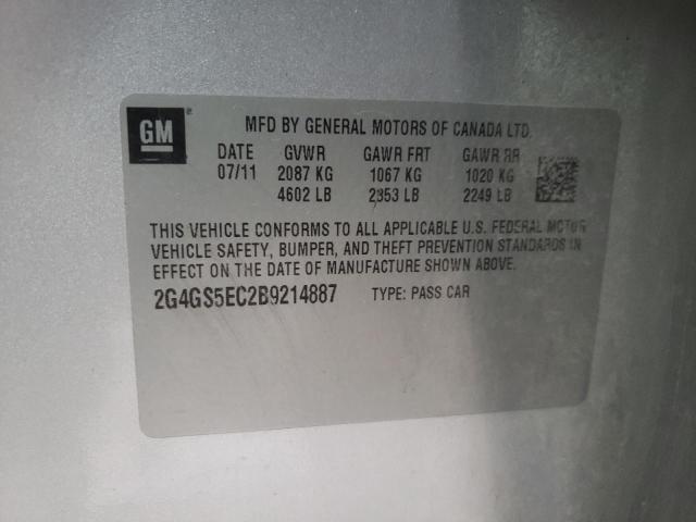 2G4GS5EC2B9214887 - 2011 BUICK REGAL GRAY photo 12