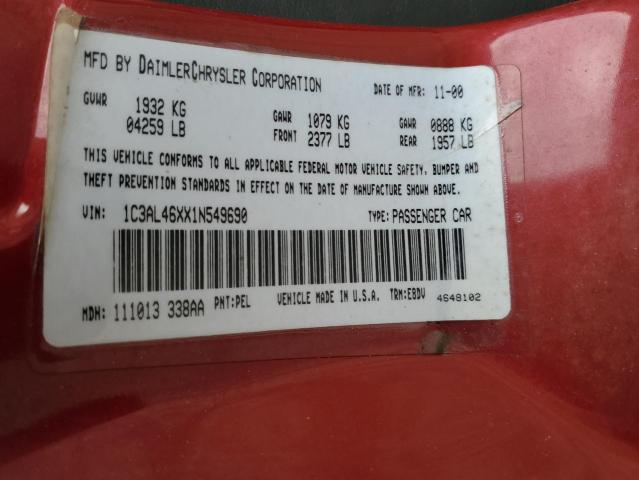 1B3EL46R35N675492 - 2005 DODGE STRATUS SX RED photo 12