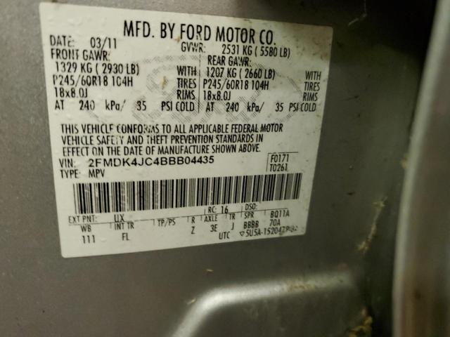 2FMDK4JC4BBB04435 - 2011 FORD EDGE SEL SILVER photo 13