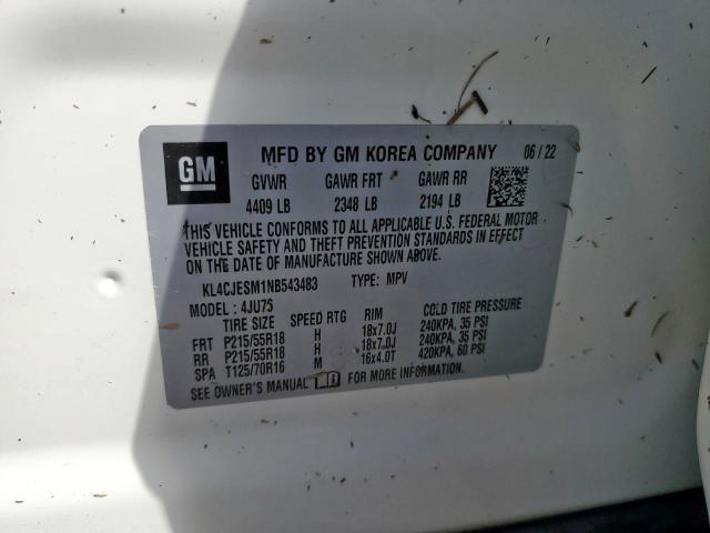 KL4CJESM1NB543483 - 2022 BUICK ENCORE PRE WHITE photo 10