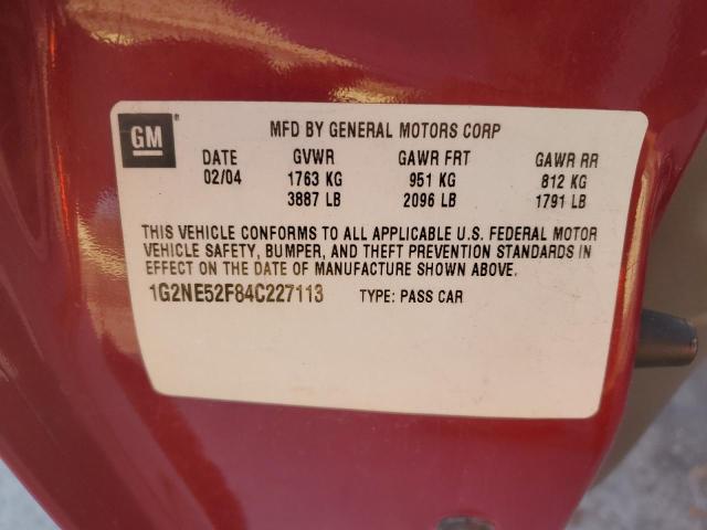 1G2NE52F84C227113 - 2004 PONTIAC GRAND AM S RED photo 12