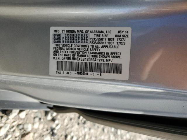 5FNRL5H6XEB120594 - 2014 HONDA ODYSSEY EX SILVER photo 12