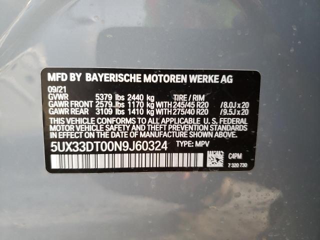 5UX33DT00N9J60324 - 2022 BMW X4 XDRIVE3 GRAY photo 13