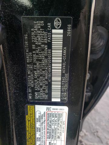 4T1BE46K87U090586 - 2007 TOYOTA CAMRY LE A BLACK photo 12