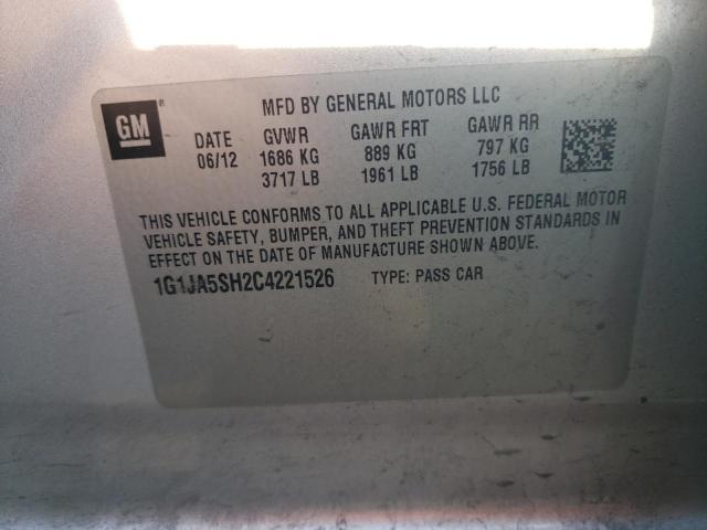 1G1JA5SH2C4221526 - 2012 CHEVROLET SONIC LS SILVER photo 12