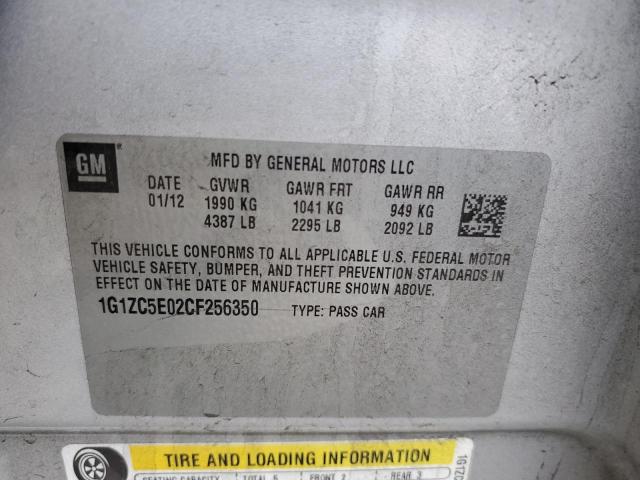 1G1ZC5E02CF256350 - 2012 CHEVROLET MALIBU 1LT 银色 照片 12