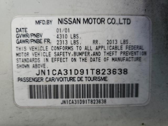 JN1CA31D91T823638 - 2001 NISSAN MAXIMA GXE WHITE photo 12