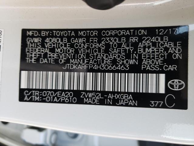 JTDKARFP4H3066463 - 2017 TOYOTA PRIUS PRIM 白色 照片 13