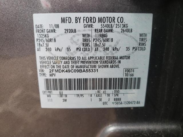 2FMDK49C09BA55331 - 2009 FORD EDGE LIMIT GRAY photo 13