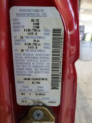 1N6SD11S1NC370556 - 1992 NISSAN TRUCK SHOR RED photo 12