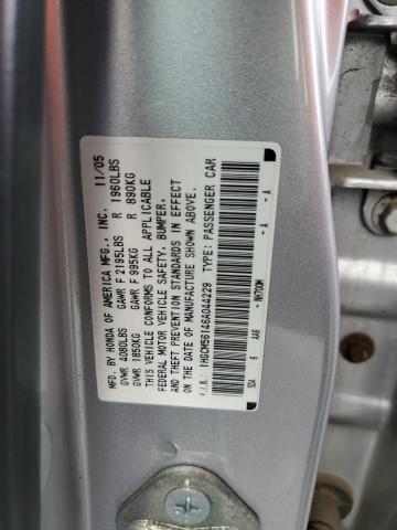 1HGCM56146A044229 - 2006 HONDA ACCORD SILVER photo 12