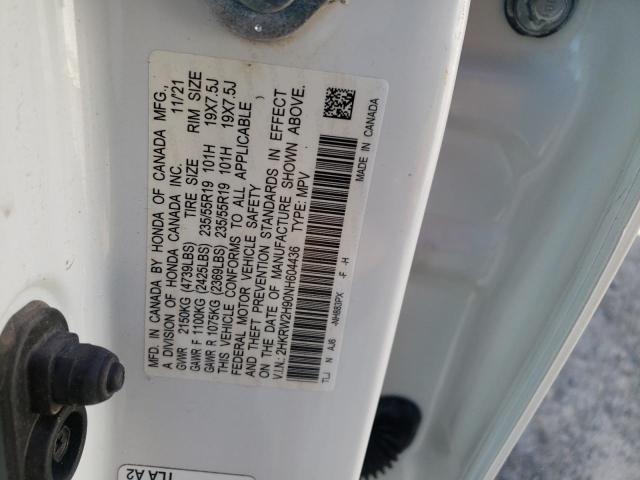 2HKRW2H90NH604436 - 2022 HONDA CR-V TOURI WHITE photo 13