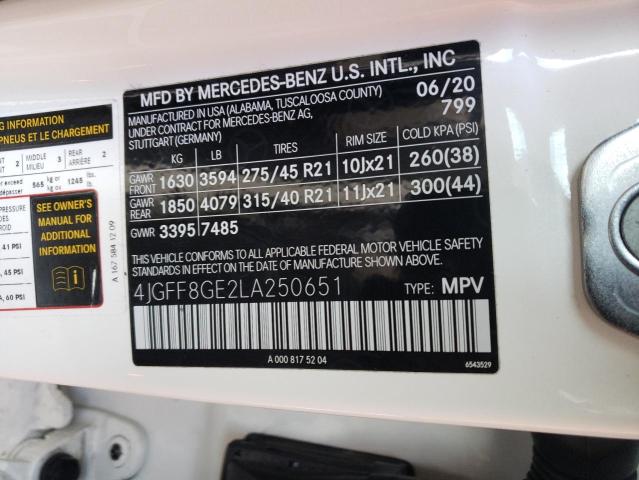 4JGFF8GE2LA250651 - 2020 MERCEDES-BENZ GLS 580 4M WHITE photo 13