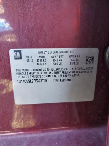 1G11C5SL9FF323705 - 2015 CHEVROLET MALIBU 1LT RED photo 12