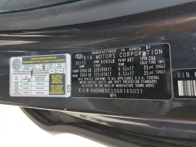 KNDMB5C10G6165051 - 2016 KIA SEDONA LX GRAY photo 13