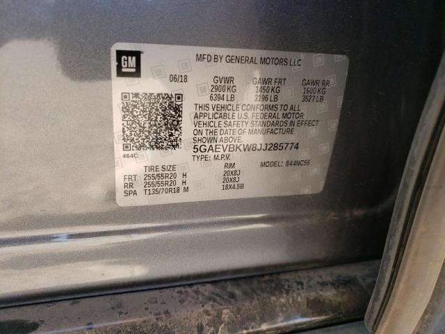 5GAEVBKW8JJ285774 - 2018 BUICK ENCLAVE PR GRAY photo 13