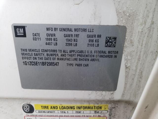 1G1ZC5E11BF298547 - 2011 CHEVROLET MALIBU 1LT Ақ фото 12