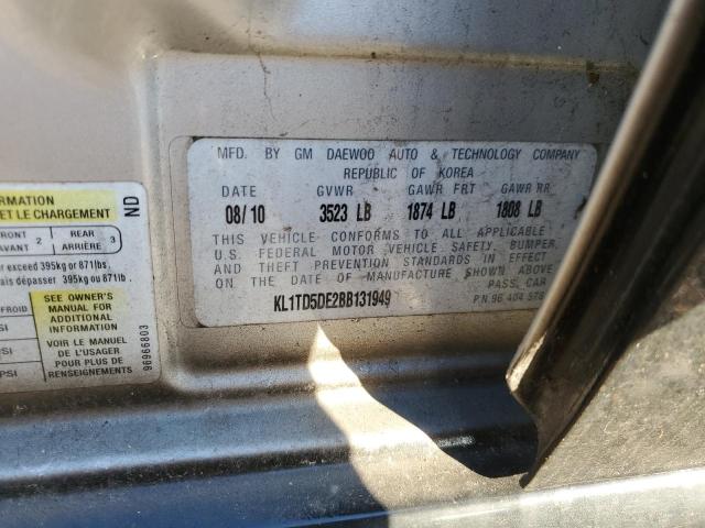 KL1TD5DE2BB131949 - 2011 CHEVROLET AVEO LS 黑色 照片 12