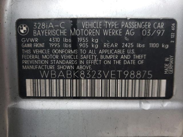 WBABK8323VET98875 - 1997 BMW 328 IC AUT SILVER photo 12