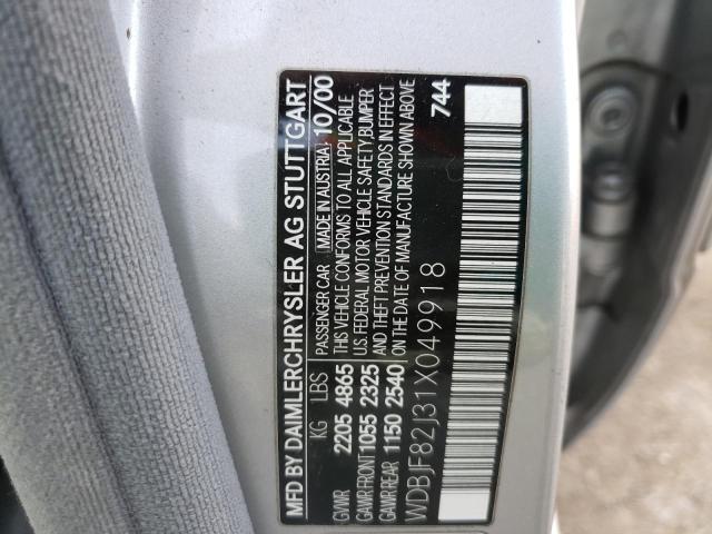 WDBJF82J31X049918 - 2001 MERCEDES-BENZ E 320 4MAT SILVER photo 13